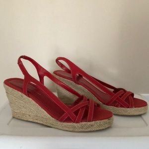 Red espadrille wedges